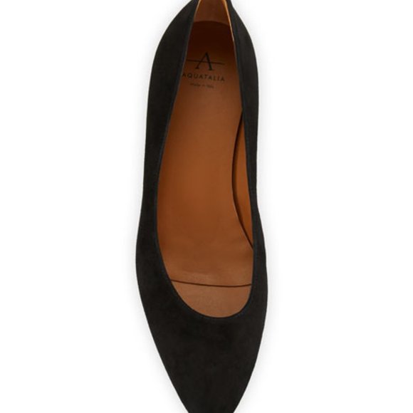 Aquatalia Pasha Suede Block Heel Pumps Black 6M - Picture 8 of 8